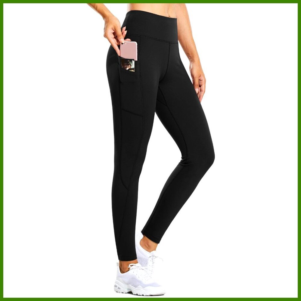 Fleece Lined Leggings Water Resistant Thermal Winter Warm Tights High Waisted